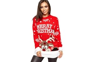 RED OLIVES New Unisex Ladies Men Kids Christmas Jumper Reindeer Snowflakes Knitted Xmas Long Sweater Top