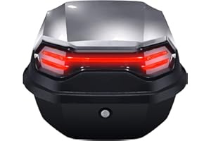 LGVOA Bauletto Moto, Impermeabile Bauletto Scooter per il Casco di Stoccaggio, Baule per Moto con Serratura, Bagaglio per Moto Scooter Motorino, con Piastra di Base (Grigio Scuro)