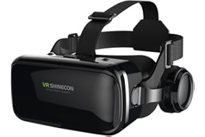 FIYAPOO 3D VR Gafas de Realidad Virtual, Visión Panorámico 360 Grado Película 3D Juego Immersivo para Móviles 4.7-6.6 Pulgada (con Auriculares)