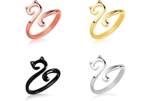 XIHIRCD 4pcs Crochet Rings, Cat-Shaped Adjustable Knitting Loop Rings Metal Open Yarn Guide Finger Holder Yarn Tension Rings Knitting Thimble Accessories for Faster Knitting (Multicolored)