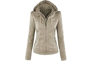 WHZXYDN Manches Longues Dames Veste en Cuir PU Veste en Cuir Veste Courte pour Femmes Veste Femme Combinaison Moto