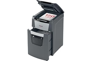 Rexel Optimum Auto Feed+ Automatyczna Niszczarka do Papieru, 150 Arkuszy, Bezpieczeństwo P-4, Tnie na Konfetti, do Małego Biura, Pojemność 44 L, 2020150X