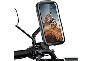 ENONEO Handyhalterung Motorrad Universal 360°Drehbar Motorrad Handyhalter Wasserdicht Handy Halterung Spiegel Motorrad Scooter Handyhalterung, Face/Touch ID, für 4,5-6,8 Zoll Smartphone
