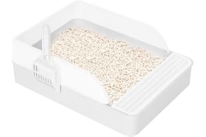 WOTEG Box per gatti chiuso – Box setacciatura semi-chiusa con lati alti staccabile e poco profondo | Scatola sicura e inodore, scatola rimovibile, facile da pulire