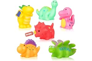 Jovicos No Hole No Mould Baby Bath Toys - 6PCS Dinosaurs Bath Toys For 1 2 3 4 Year Old Boys Girls Toddler Kids Swimming Pool Toys