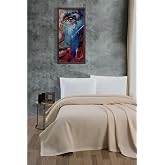 Mulberry Klimalı Pike,%100 Pamuk Petekli Pike, D&ouml;rtmevsim Pike Battal Boy 240x260 Krem