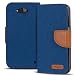 Produktbild Microsoft Lumia 550 Hülle, Conie Mobile Textil Booksytle Handyhülle, Klapptasche, Kartenfächer, Silikon Schale, Wallet Schutzhülle in Blau