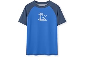Glimnerize Jungen Rashguard Schwimmshirt Kurzarm UV Shirt Badeshirt Rundkragen Kurzarm 104-152