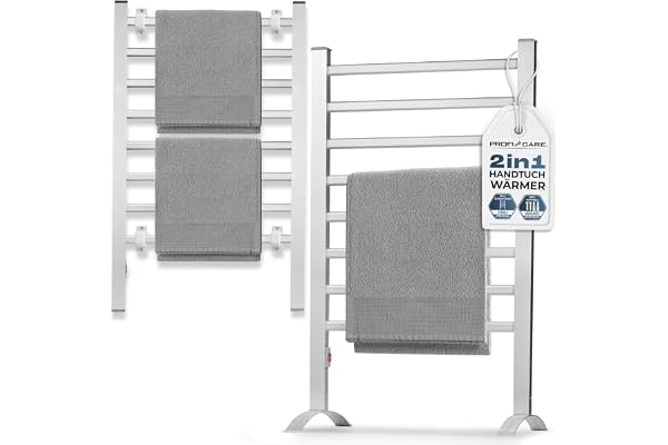 ProfiCare® Handduksradiator elektrisk | handduksvärmare och handdukshållare för badrum | inkl. monteringsmaterial och fötter | handdukshållare utan borrning | tyst radiator