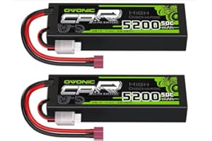 OVONIC Lipo 2S Batterie 7,4 V 50 C 5200 mAh avec fiche T Deans Style pour RC Car Truck (2 pièces)
