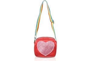 ZERCART Girl Shoulder Bag Little Girls Handbag, Laser Crossbody Bags Little Princess Shoulder Handbag Kids Coin Purse with Heart Small Rainbow Bag for Toddler Kids Girls Play Shop Travel School