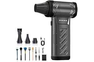 FIVAVA Soplador de Aire Comprimido-130000RPM,3 Velocidades Soplador de Polvo Eléctrico,Soplador de Aire Potente con Batería de 8000 mAh,Soprador de Aire Portátil para PC,Teclado,Coche,Sofá