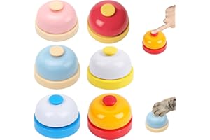 JAZRVR Set of 6 Table Bells Set, Versatile Bells for Montessori Educational Toy, Restaurant Service and Pet Training, Includes 6 Colours
