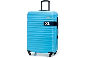 WITTCHEN Valigia da viaggio grande trolley valigia check-in guscio rigido ABS 4 ruote piroettanti chiusura a combinazione maniglia telescopica Groove Line blu Ryanair/ITA Airways/easyJet/Wizz Air