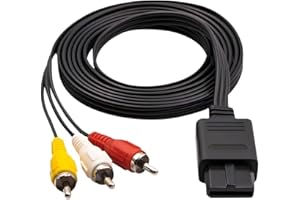 KEYQUEEN Câble AV Audio Vidéo pour Nintendo N64 RCA Cable Composite D'alimentation Stéréo Audio Vidéo Compatible avec Gamecube Super Nintendo 64 N64 SNES NGC GC, 1.8m