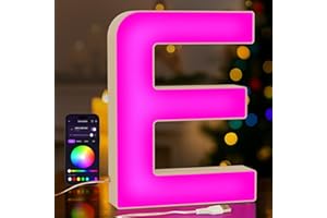 UooEA LED Light Up Letter E – USB Colour Changing Night Light with APP Control, Alphabet Sign for Wall or Table, Gift for Girls, Teens, Mum – Birthday, Christmas, Home Decor
