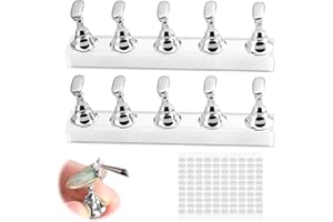 JOYECHO 2Pcs Supports Magnétiques pour Faux Ongles - Presentoir à Ongles Capsules avec Base Acrylique Argentée et 100 Autocollants - Support Nail Art Magnétique pour Manucure et Exposition