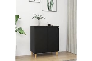 WIFESE Sideboard mit Massivholz-Beinen Schwarz 60x35x70 cmKomodenschrank KüChenschrank Komode Schrank Klein Flurschrank Schrank Mit Schubladen Schrank Schmal Wohnzimmer Küche Flur Sideboard