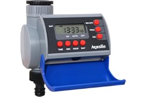 AQUALIN Programmateur Arrosage Minuterie Eau Contrôleur d’Irrigation pour Jardin，Electrovanne