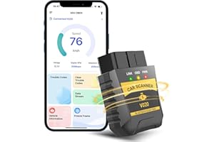 Journeyside OBD2 Diagnostic Voiture, Bluetooth Scanner Auto Diagnostic, Valise Diagnostic Auto Multimarque,Interroger Code Base de Données, Lecteur de Codes Moteur pour Plupart des Véhicules à Essence