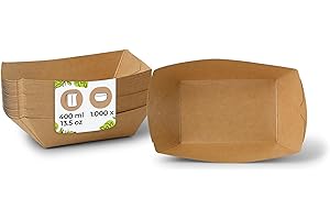 BIOZOYG Pommes Schalen Pappe 400ml 1000 Stück braun Currywurst Schale - Snackschalen und Pappteller nachhaltiger Forstwirtschaft und fettdicht - Pappschale