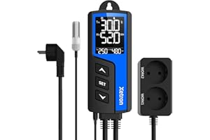 Xetron Controlador de Temperatura y Humedad STC-1000ProTH 220V, Termostato y Humidistato Regulador Digital de 2 Salidas Para Refrigerador Calefacción Casero de Reptiles etc. Sin WIFI