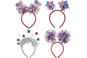 Theaque 5 Pack Patriotisches Head Bobbers Stirnband Star American Flag Stirnband 4. Juli Stirnband für Unabhängigkeitstag Patriotische Party Zubehör