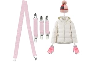 KLYNGTSK 4 PCS Stainless Steel Mitten Clips Stretchable Kids Mitten Clip Strong Glove Clip Kids Black Elastic Mitten Clipes for School, Playing in the Snow, Cold Winter Days