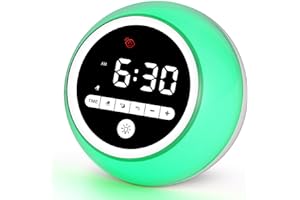 ANNNGUL Réveil Enfant éducatif Jour/Nuit Entraîneur de Sommeil pour Enfants avec Minuterie Veilleuse Temps de Se Réveiller