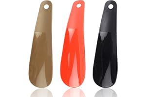 ALLWYOU 3 PCS Shoe Horn, 16cm Plastic Shoehorn for Men Women the Elderly, Small Travel Shoe Horns for Universal Shoes, Black Orange Brown