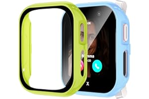 [2 Sztuk] Kamita Pokrywa Dla Xplora X6 Play Z Ochroną Szkła Hartowanego 9H, PC Twardy Pełna Pokrywa Ochronna Etui Dla Xplora X6 Play Kids Smartwatch (Niebieski+Zielony)