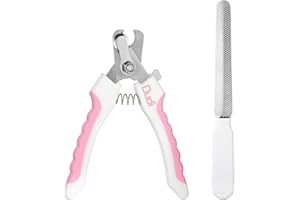 Dudi Tagliaunghie Cani e Gatto - Taglia Unghie per Cane e Gatti con Lima - Formato Piccolo con Protezione di Sicurezza - Facile da Usare con Impugnatura Antiscivolo