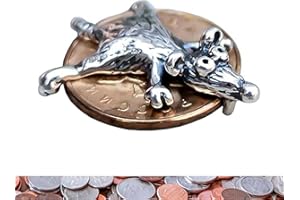 PELINUAR Maus Charm Talisman | Schützen Sie Ihren Reichtum, Geld Amulett Maus Ratte auf Münze, Reichtum Fülle Talisman, zieht Geld Amulett für Brieftasche, Sammlerstück Figur Kick Knacks Schmuck