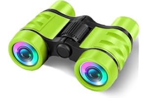 GLEEMEN Lornetka dla dzieci, zabawka, prezent dla dzieci od 3, 4, 5, 6, 7 i starszych, dla małych chłopców i dziewczynek, do obserwacji ptaków, polowania, wędrówek, jako prezent urodzinowy (zielona)