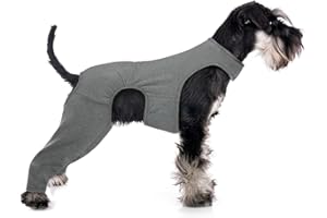 Hjyokuso Tuta Cani Post Intervento, Body Post Operatorio Cane Cotone, Tuta Cane Post Operatorio Femmina Maschio,Manica Anti Leccatura del Cane sulla Gamba Posteriore,Collare Elisabettiano Alternativa