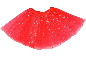Msrlassn Gonna Tutu Donna Classico Elastico 4 Strati Stelle Paillettes Tutu Gonna in Tulle per Vestito Festa Danza