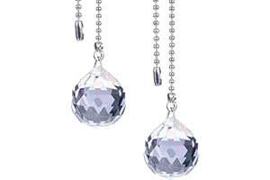 Hestya 2 Sets Clear Crystal Pull Chain Extension with Connector for Ceiling Light Fan Chain, 1 Meter Length Each (Style A)