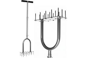 Garden Lawncare Guy Spiked Lawn Aerator - 15 Solid Tines - Manual Fork Aerating Tool for Improving Grass Aeration (Solid Spike)