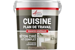 Béton ciré cuisine, plan de travail, crédence, évier sol et mur revêtement mural décoratif kit complet - 5 m² (en 2 couches) Rosetto Marron Rose - ARCANE INDUSTRIES