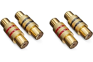 deleyCON 4 Stück Cinch RCA Kupplung als Set - 2X Schwarz + 2X Rot - Audio Video Adapter - Buchse zu Buchse - Verbindungsstück