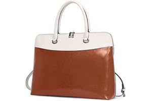 CLUCI Briefcase for Women Leather 15.6 Inch Laptop Business Vintage Slim Ladies Shoulder Bag Brown