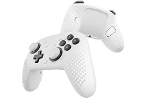 PlayVital Cover per Nintendo Switch 2 Pro Controller, Custodia Silicone Protettiva Antiscivolo per Switch 2 Pro con Copri Tasti Posteriori, Gommini e Adesivi, 3D Borchiate-Bianco