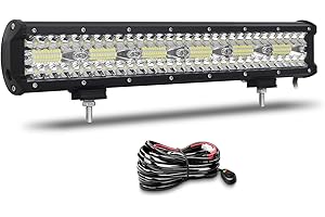 Willpower Barra LED 43cm 17 Pollici 360W Fari LED 12V 24V Combo Fascio Spot e Inondazione Faretti LED Faro da Lavoro LED Barra Luci LED per Fuoristrada Auto Trattore Camion 4x4 Barca ATV con Cablaggio