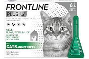 PET BAZAAR FRONTLINE Plus Flea & Tick Treatment for Cats and Ferrets - 6 Pipettes, Flea And Tick Treatment For Cats and Ferrets
