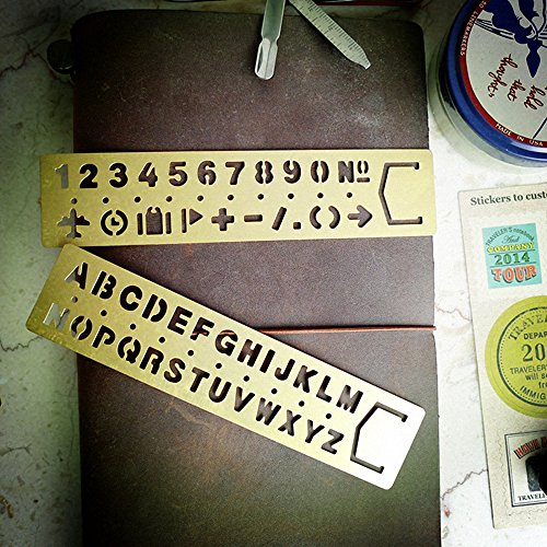 amupper Messing Nr. Buchstabe Schablonen – Metall Vorlagen mit viel Symbole – Set von 2 - 8