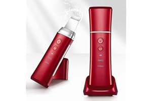 COSBEAUTY Skin Scrubber Pulizia Viso per la Cura Della Pelle, Strumento per la Rimozione dei Punti Neri, Pulizia Viso Ultrasuoni Vibrazioni a 28 kHz, Ricarica Wireless, Impermeabile IPX5, Rosso