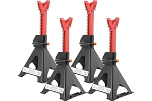 NICCOO 4PCS Axle Stands - 3 Ton Car Jack Stands - Vehicle Support - Lifting Tool - 275mm-415mm Adjustable - For Car, Van, Trailer, Caravan
