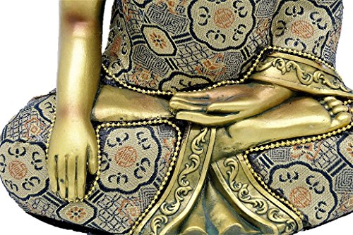 Buddha im Lotussitz mit Stoffgewand Figur Gold 23 cm Buddhismus Feng Shui - 3