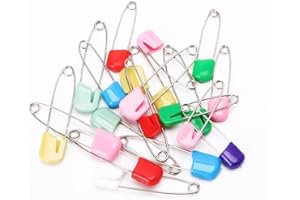 CAWHUI 20Pcs Multicolor Baby Infant Child Cloth Nappy Diaper Pins Safety Locking Holder Colorful Safety Pin Heavy Duty 2 Inch Diaper Pins & Fasteners