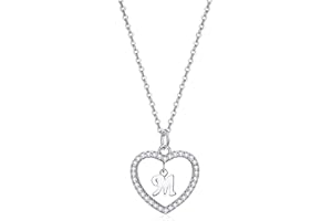 ZYAWP Heart Initial Necklace for Women Personalised Silver Necklace Letter A-Z Name Pendant a Necklaces CZ Jewelry Message Card Gifts for Girls